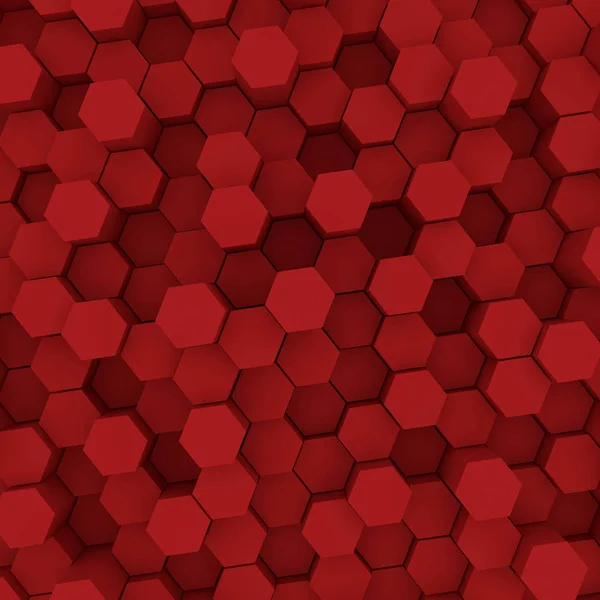 Röd hexagon mönster backgrond. 3D-rendering — Stockfoto