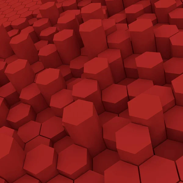 Červený šestiúhelník backgrond vzor. 3D vykreslování — Stock fotografie