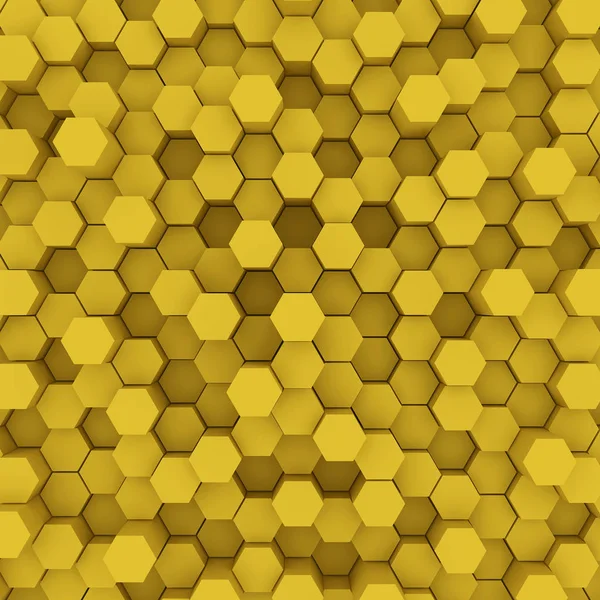 黄色の六角形パターンの背景。3 d レンダリング — ストック写真