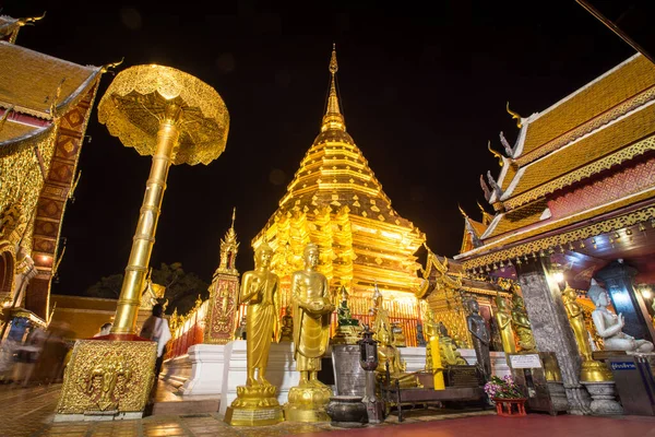 Wat Phrathat Doi Suthep Templo Noite Chiang Mai Tailândia — Fotografia de Stock
