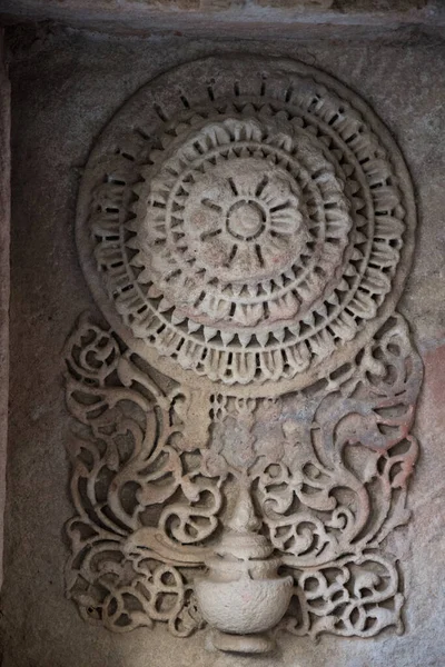 Ahmedabad India April 2017 Stone Sculpted Detail Traditional Indian Style — Stock Fotó