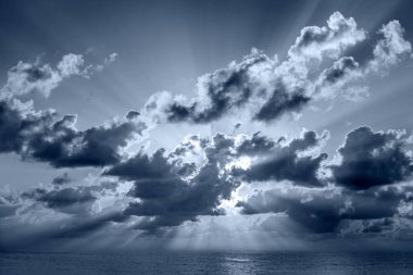 sky with clouds  in monochrome blue tonality  clipart