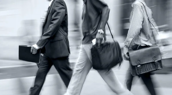 Group of business people in the street in monochrome blue tonali — Stock Photo, Image
