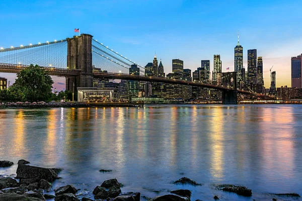 Panorama New York City v noci — Stock fotografie
