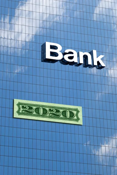 Close up a bank sign. 2020 New Year — Stock Photo, Image