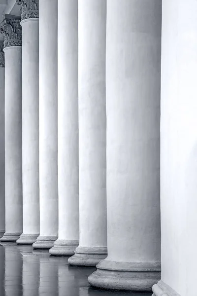 Detalhe arquitetônico da coluna e simbolismo na tonelada azul monocromática — Fotografia de Stock