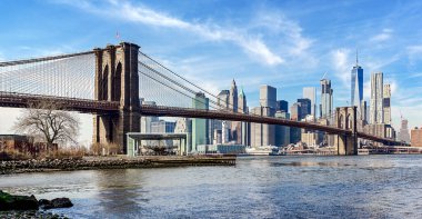 New York City Manhattan 'ın renkli gündüz manzarası