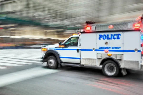 Police Car Motion Blur Flashing Lights City Street Motion Blu — Stock Photo, Image