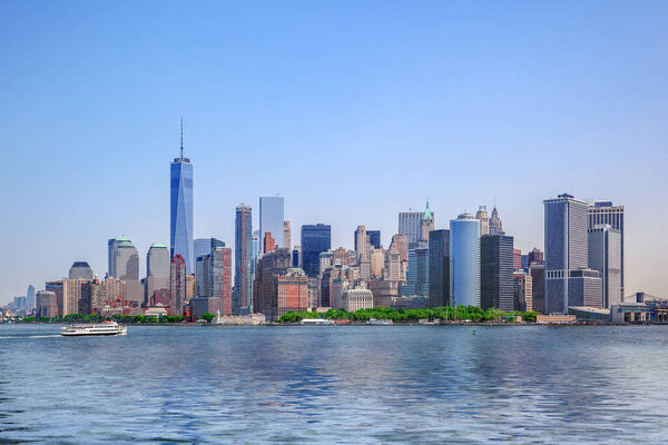 Colorful daytime panorama view of the New York City Manhattan