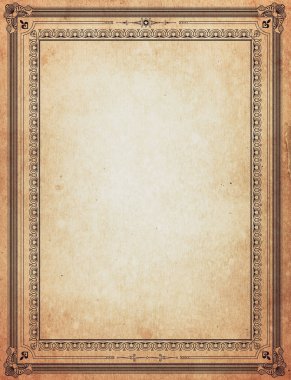 Desenli vintage çerçeve ile eski kağıt