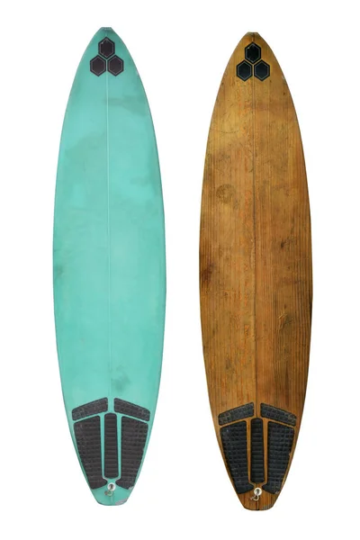 Vintage sörf tahtaları üzerinde beyaz izole — Stok fotoğraf