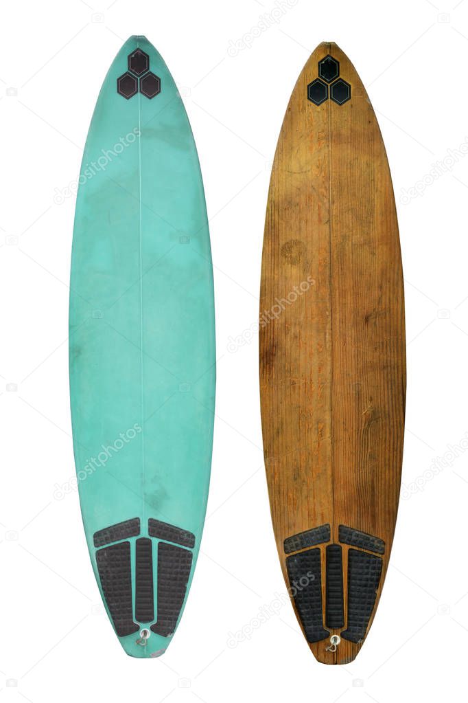 Vintage surfboards isolated on white 