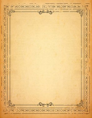 Desenli vintage çerçeve ile eski kağıt
