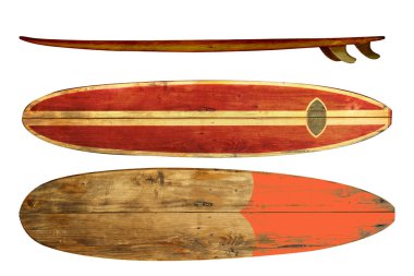 Vintage sörf tahtası üzerinde beyaz izole