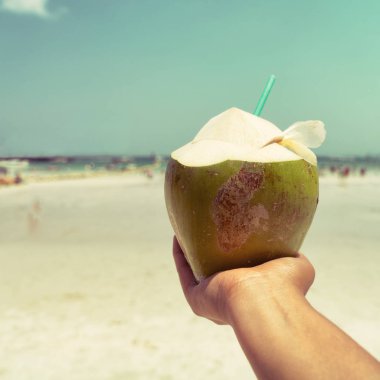 Taze hindistan cevizi kokteyller