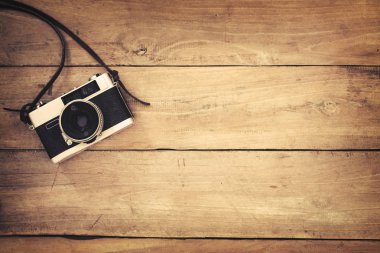 Ahşap masa Retro kamera  