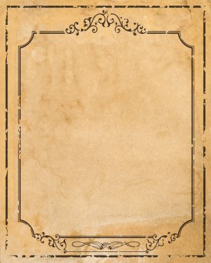 Desenli vintage çerçeve ile eski kağıt