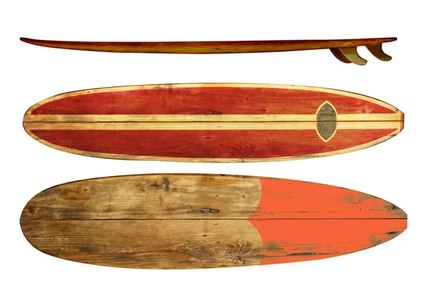 Vintage surfplank geïsoleerd op wit Stockfoto