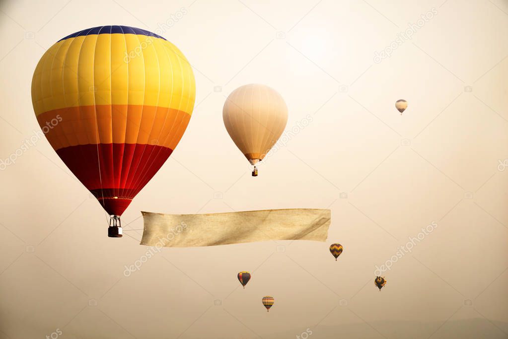 air balloons with blank flag