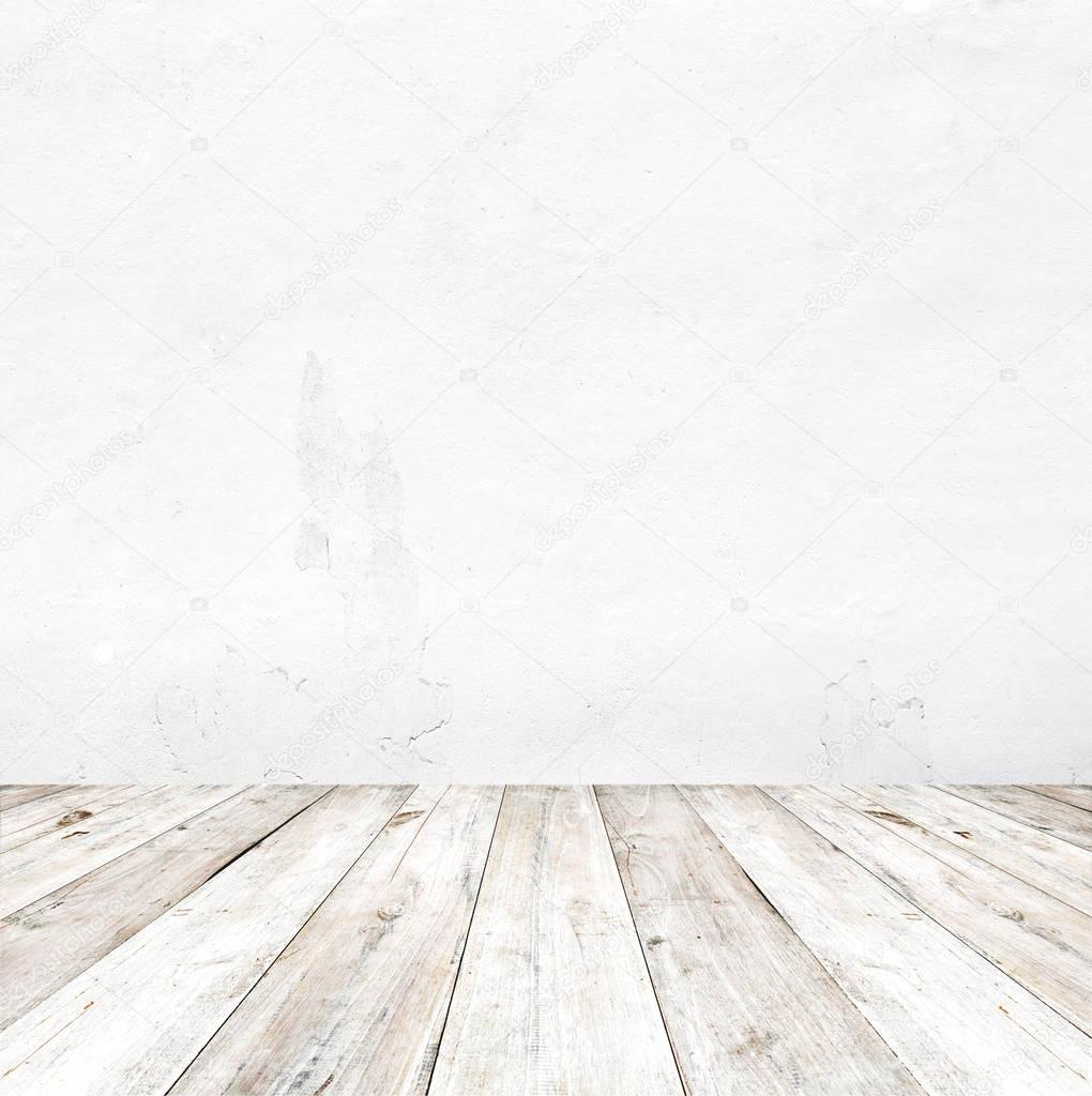  gray grunge concrete wall and old wood floor