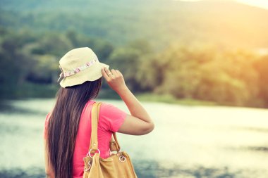 hala peyzaj mutlu güzel kadın