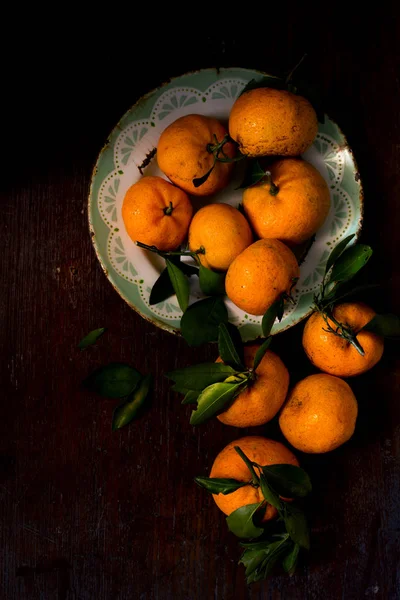 Fresh ripe orange on wooden table — Stock Photo, Image