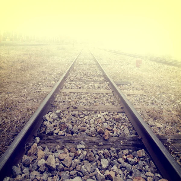 역에서 철도 트랙의 풍경 — 스톡 사진