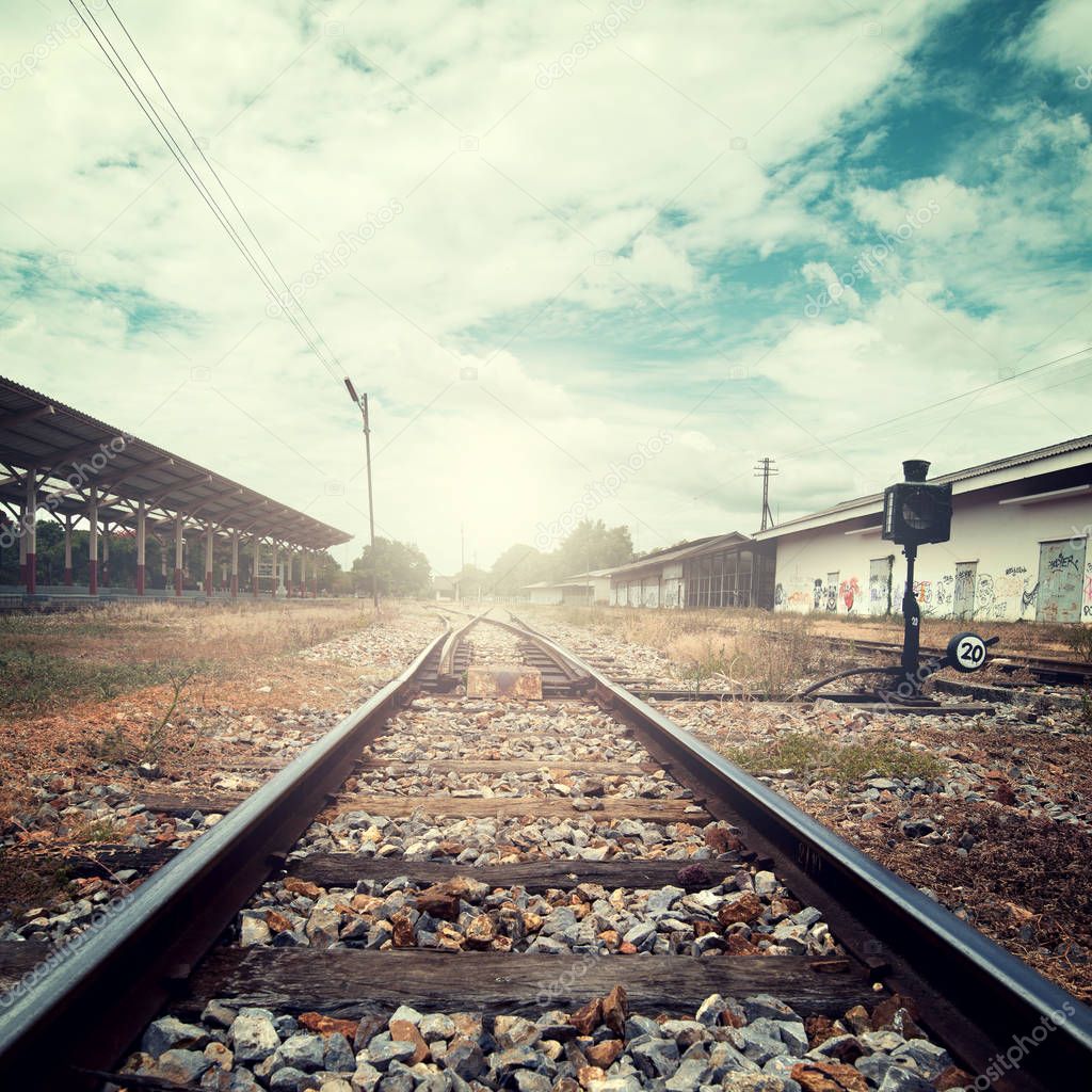 railroad tracks at train station 