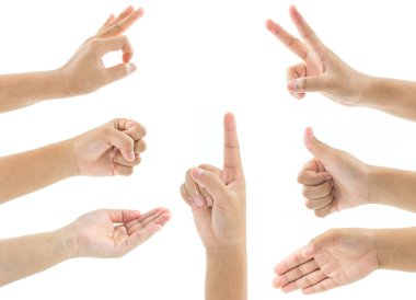  Kadın eli beyaza izole edilmiş.