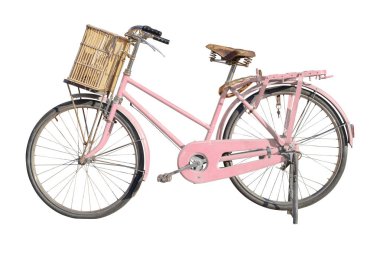 vintage bisiklet üzerinde bir beyaz izole 