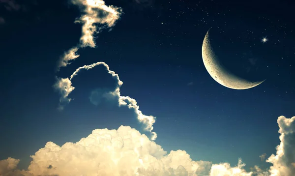 Luna semilună cu stele — Fotografie, imagine de stoc