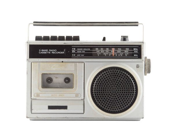 Vintage radio isolated on white ,retro technology-clipping path
