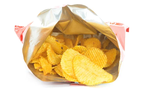 Potato chips in bag — Stock Photo, Image