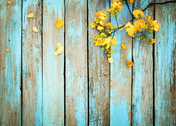 Vintage woode sarı çiçekler — Stok fotoğraf
