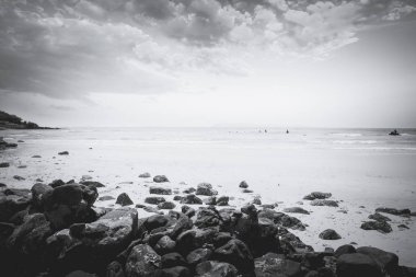 Siyah ve beyaz fotoğraf tropikal Seaside
