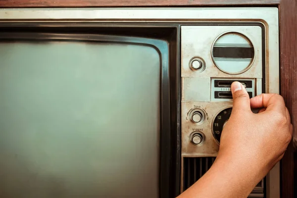 Televisão vintage com botão de comando — Fotografia de Stock