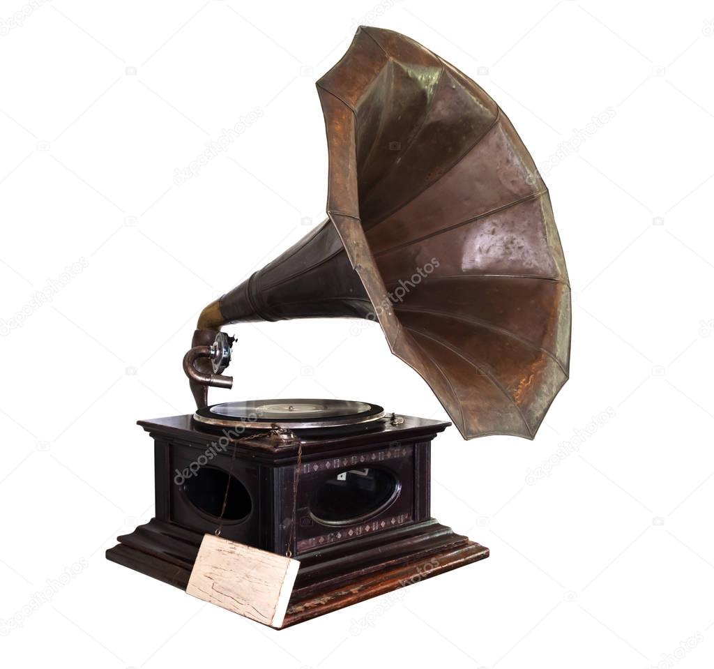 gramophone isolate on white 