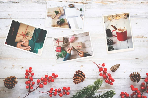 Photo album in remembrance and nostalgia in Christmas — Stock Photo, Image