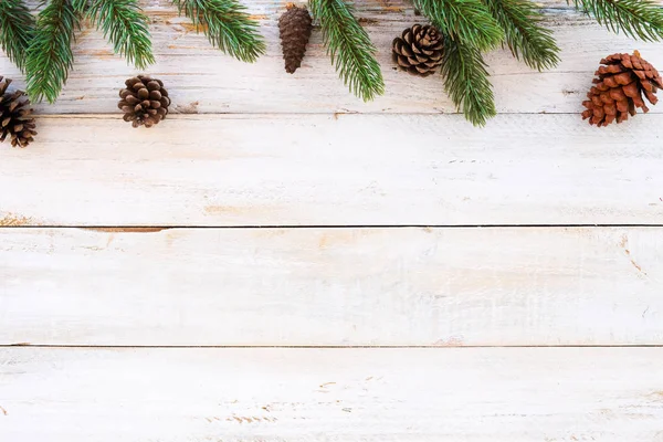Fondo de Navidad - hojas de abeto y conos de pino — Foto de Stock