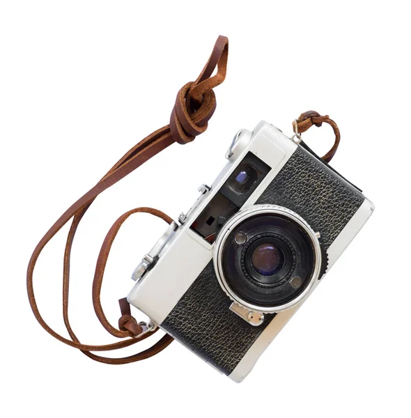Câmera Vintage Câmera Filme Antigo Isolado Branco Com Caminho Recorte — Fotografia de Stock