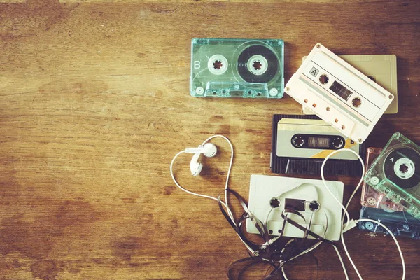 Retro Technologie Van Cassette Recorder Muziek Met Retro Tape Cassette — Stockfoto