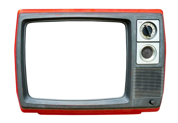 Retro Telewizji Starodawny Stary Telewizor Ekranem Ramki Izolować Białym Ścieżką — Zdjęcie stockowe