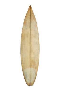 Nesne, retro stilleri kırpma yolu ile beyaz izole klasik ahşap sörf tahtası.