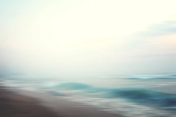 Een Zeegezicht Abstracte Beach Achtergrond Pannen Bewegingsonscherpte Met Een Lange — Stockfoto