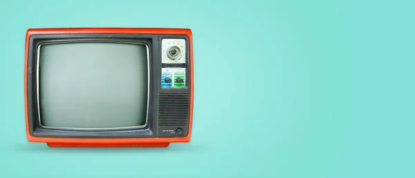 Retro Fernseher Alte Vintage Fernseher Auf Farbigem Hintergrund Retro Technologie — Stockfoto