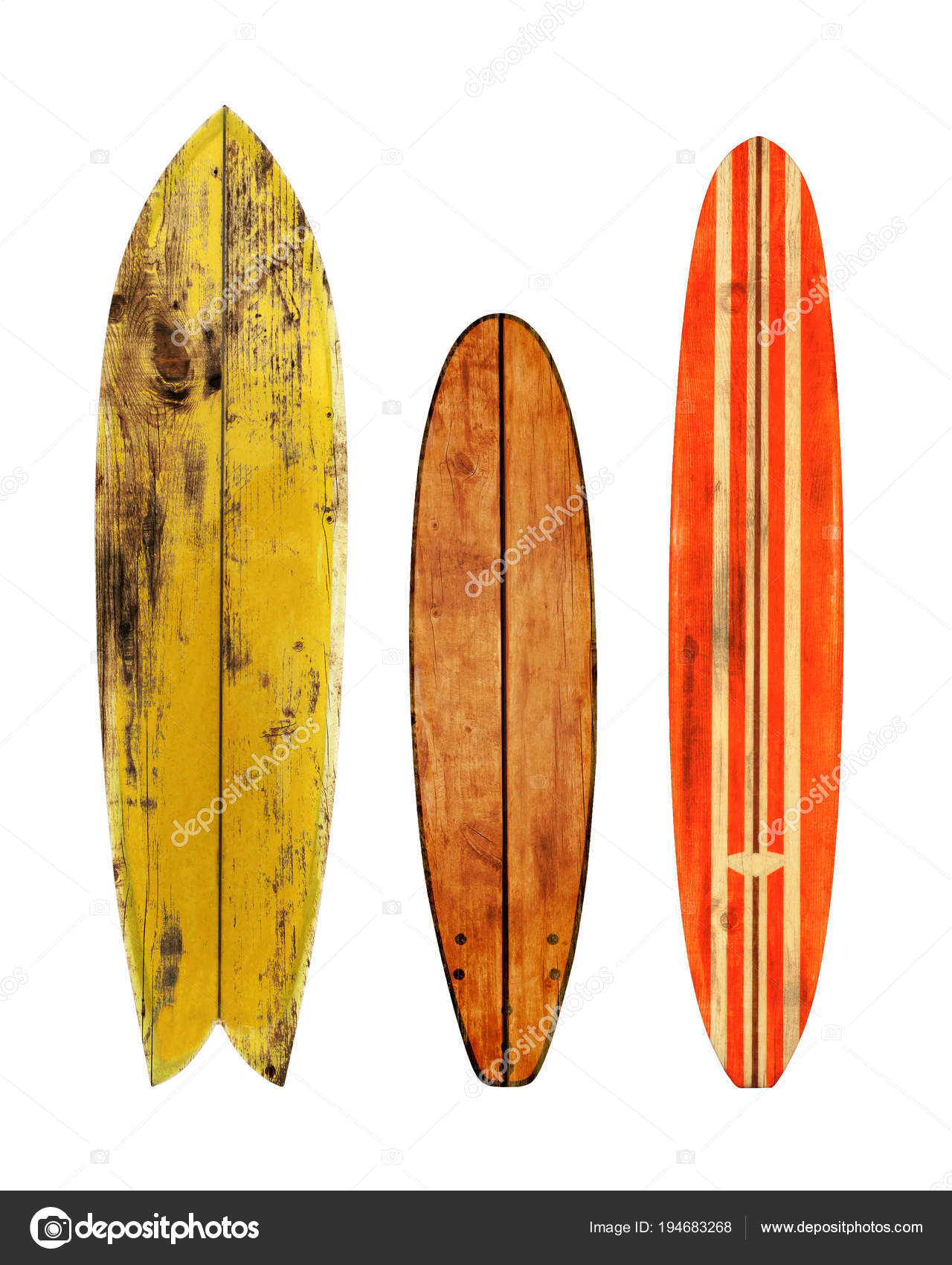 Vintage Wood Surfboard Isolated White Clipping Path Object Retro Vintage Wood Surfboard Isolated White Clipping Path Object Retro Styles Stock Photo