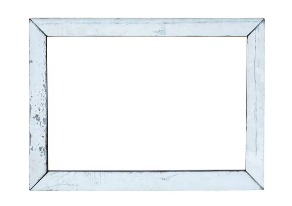 Vintage Wood Picture Frame White Paint Weathered Object Isolated Clipping — 스톡 사진