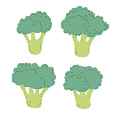 Brokoli seti. Vektör çizimi. Çizgi film biçimi