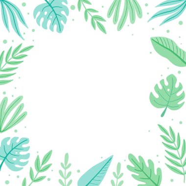 Metin dekorasyonu için tropik yaprak çerçevesi. Vektör illüstrasyonu.