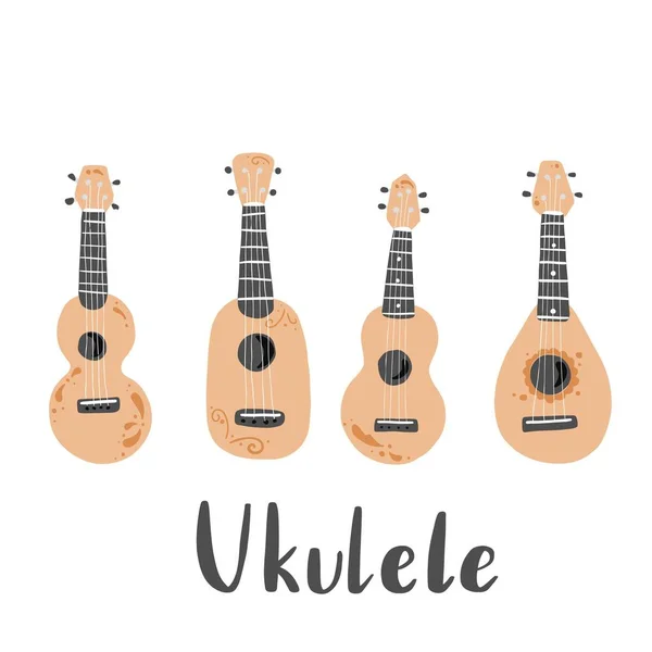 Ukelele van trendy handgetekende stijl. Vectorillustratie. — Stockvector